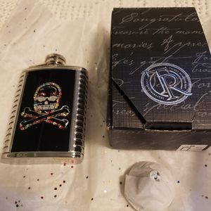3 oz flask. Black. custom engrave and crystals
